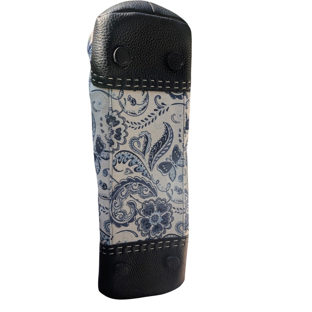 Brighton Blue Floral Paisley Canvas Leather Trim Shoulder Bag Tote D433222 - Picture 5 of 9
